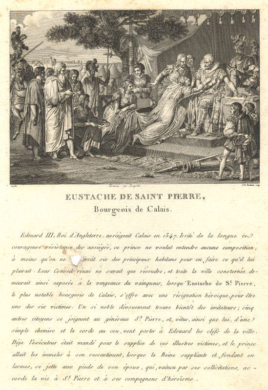 afbeelding van prent Eustache de Saint Pierre, Bourgeois de Calais van Termine, Dupreel, Bertaux