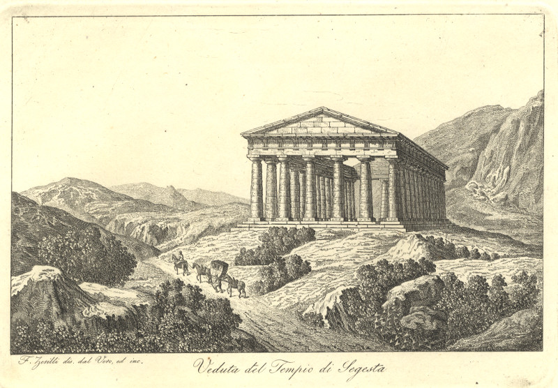 afbeelding van prent Veduta del Tempio di Segesta van F. Zevilli (Segesta)