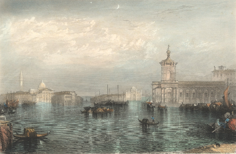 afbeelding van prent Venice The Dogana van J.T. Willmore naar J.W.M. Turner (Venetie, Venice)