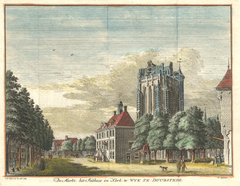afbeelding van prent De Markt, het Stadhuis en Kerk te Wyk te Duurstede van H. Spilman, J. de Beijer (Wijk bij Duurstede)