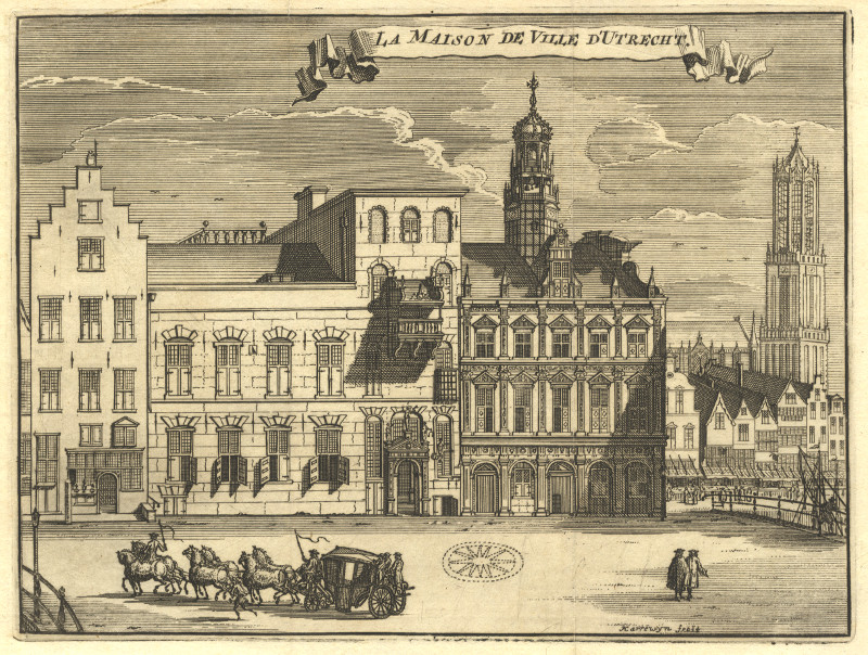 afbeelding van prent La Maison de Ville d´Utrecht van J. Harrewijn (Utrecht)