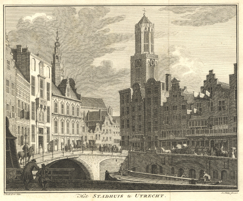 afbeelding van prent Het Stadhuis te Utrecht van C. Pronk, J.C. Philips (Utrecht)