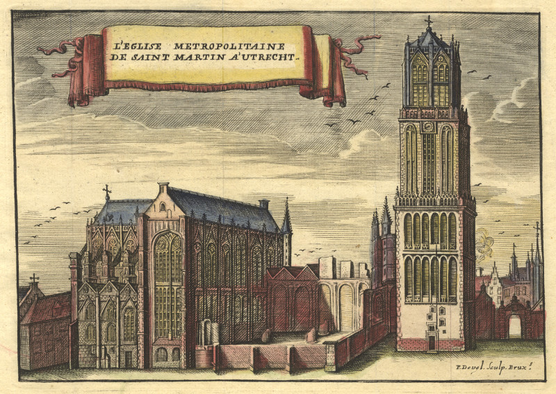 afbeelding van prent L´Eglise Metropolitaine de Saint Martin a´Utrecht van P. Devel (Utrecht)