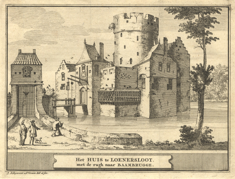 afbeelding van prent Het Huis te Loenersloot, met de rugh naar Baambrugge van J. Schijnvoet, naar R. Roghman (Loenersloot)