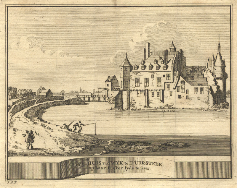 afbeelding van prent Het Huis van Wyk te Duirstede; op haar slinker syde te sien van J. Schijnvoet, naar R. Roghman (Wijk bij Duurstede)