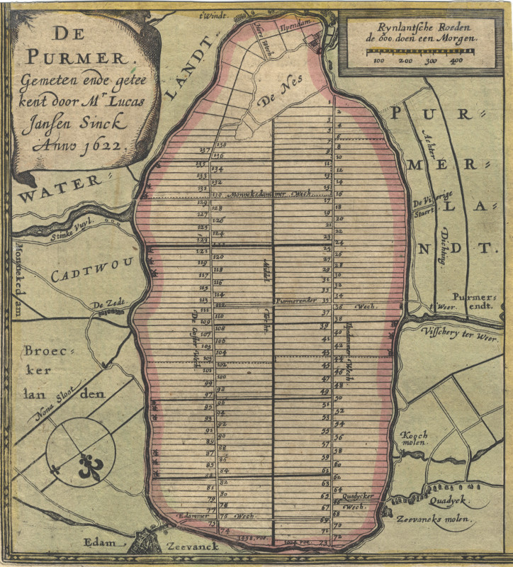 afbeelding van plattegrond De Purmer, Gemeten ende geteekent door Mr. Lucas Jansen Sinck anno 1622 van P. van der Keere naar L.J. Sinck (Purmerend)