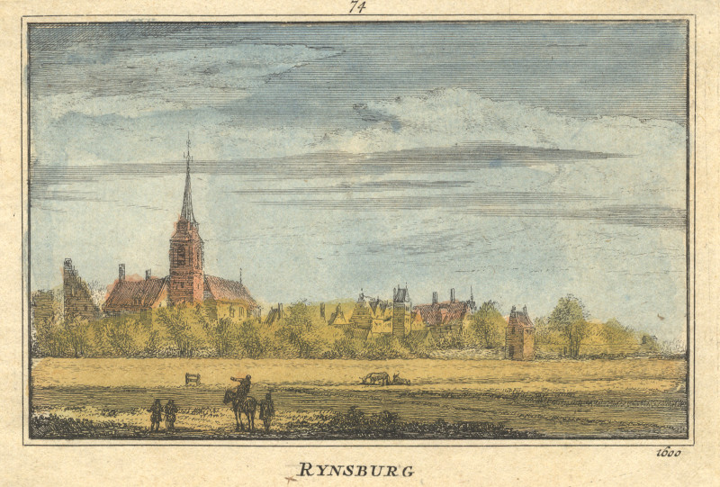 afbeelding van prent Rynsburg 1600 van A. Rademaker (Rijnsburg)