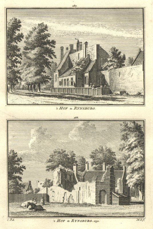afbeelding van prent ´t Hof te Rynsburg van H. Spilman, C. Pronk (Rijnsburg)