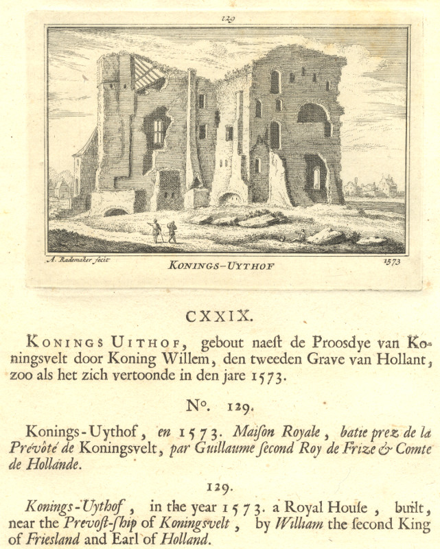 afbeelding van prent Konings-Uythof 1573 van A. Rademaker (Delft)
