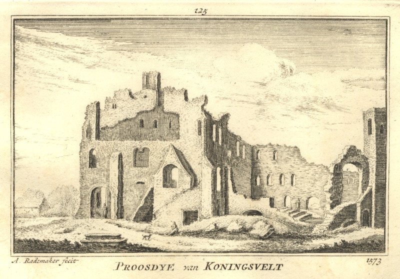 afbeelding van prent Proosdye van Koningsvelt 1573 van A. Rademaker (Delft)