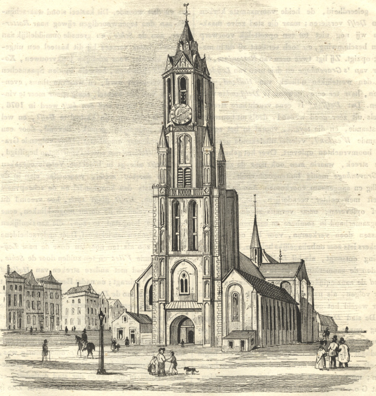 afbeelding van prent Nieuwe kerk, Delft van nn (Delft)