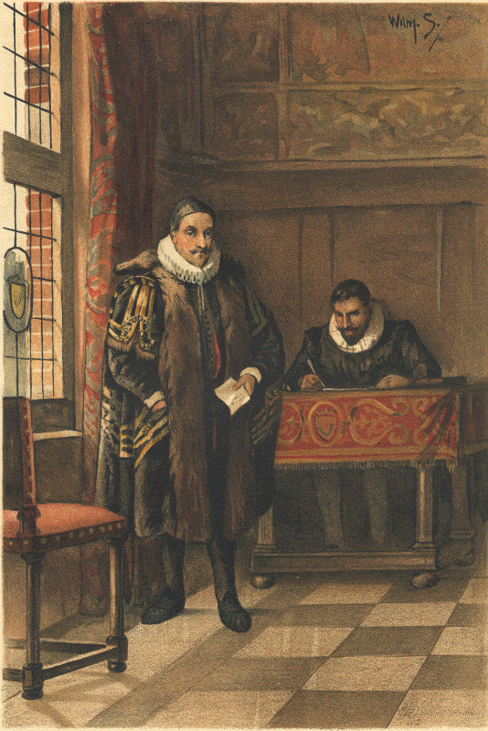 afbeelding van prent Prins Willem van Oranje in zijn Kabinet van Tresling enco. (Politici, Adel, )