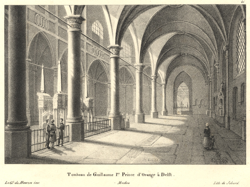 afbeelding van prent Tombeau de Guillaume 1er. Prince de Orange a Delft van Howen, Jobard, Madou (Delft)
