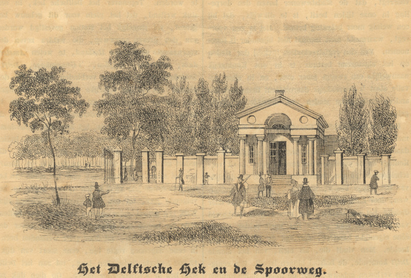 afbeelding van prent Het Delftsche Hek en de Spoorweg van nn (Den Haag, ´s-Gravenhage)