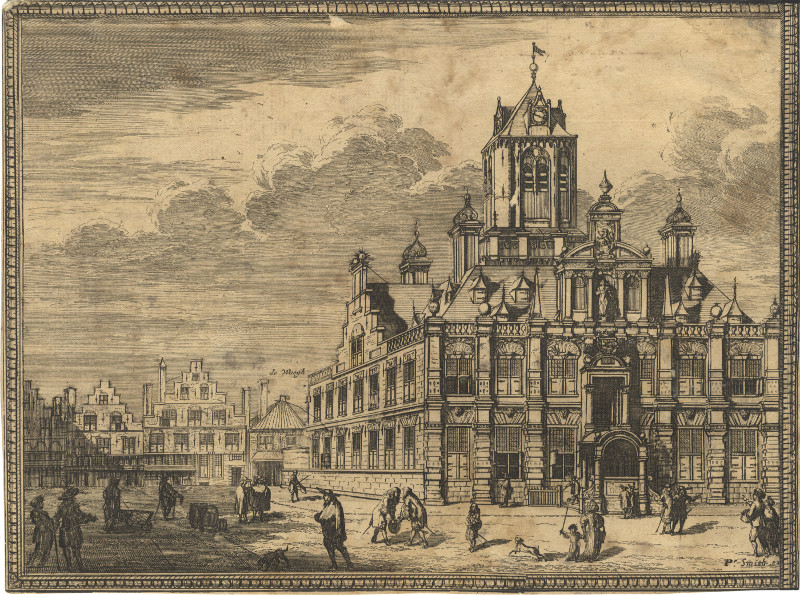 afbeelding van prent ´t Raedthuis van C. Decker (Delft)