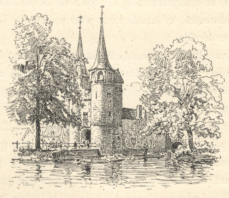afbeelding van prent Delft: la porte Sainte-Catherine van nn (Delft)