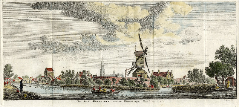 afbeelding van prent De Stad Montfoort, van de Willeskopper - Poort te zien van H. Spilman naar J. de Beijer (Montfoort)