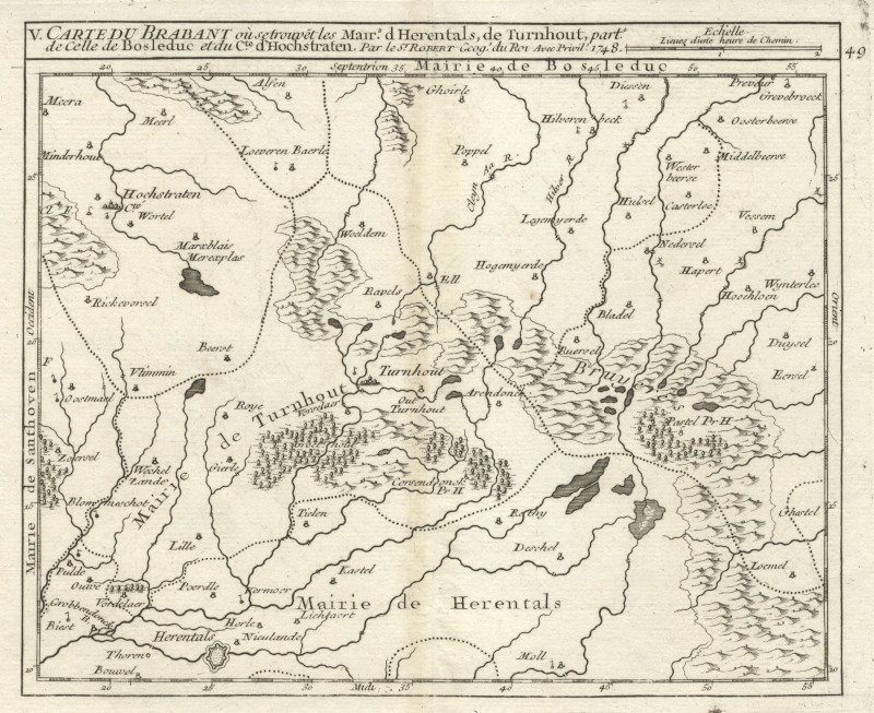 afbeelding van kaart Carte du brabant ou se trouvet les Marrs. d Herentals, de Turnhout.. van M. Robert