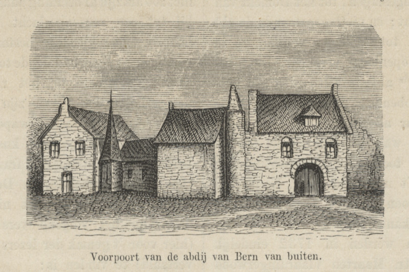 afbeelding van prent Voorpoort van de abdij van Bern van buiten van nn (Heeswijk-Dinther)