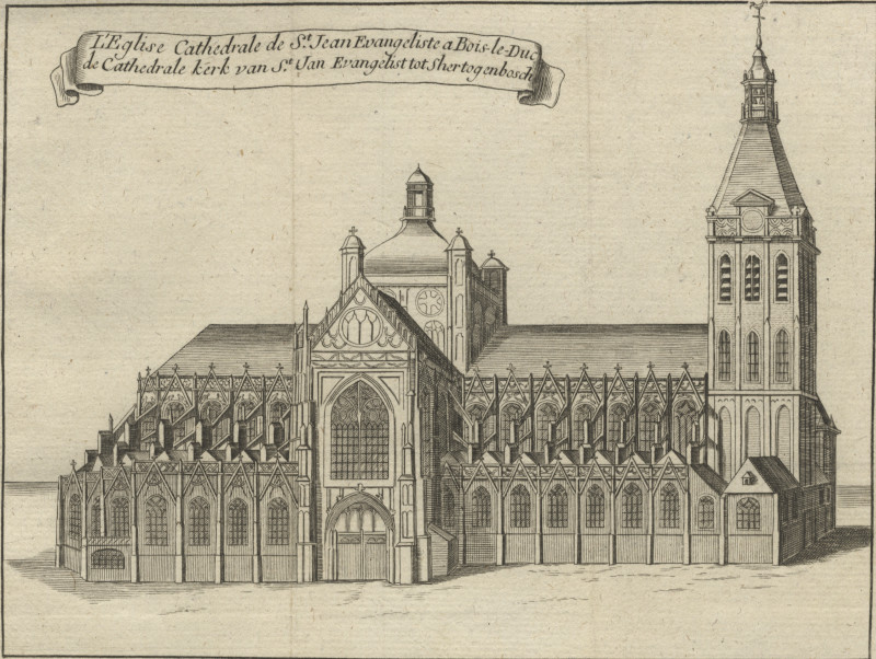 afbeelding van prent L´Eglise Cathedrale de St. Jean Evangeliste a Bois-le-Duc van nn (´s-Hertogenbosch)