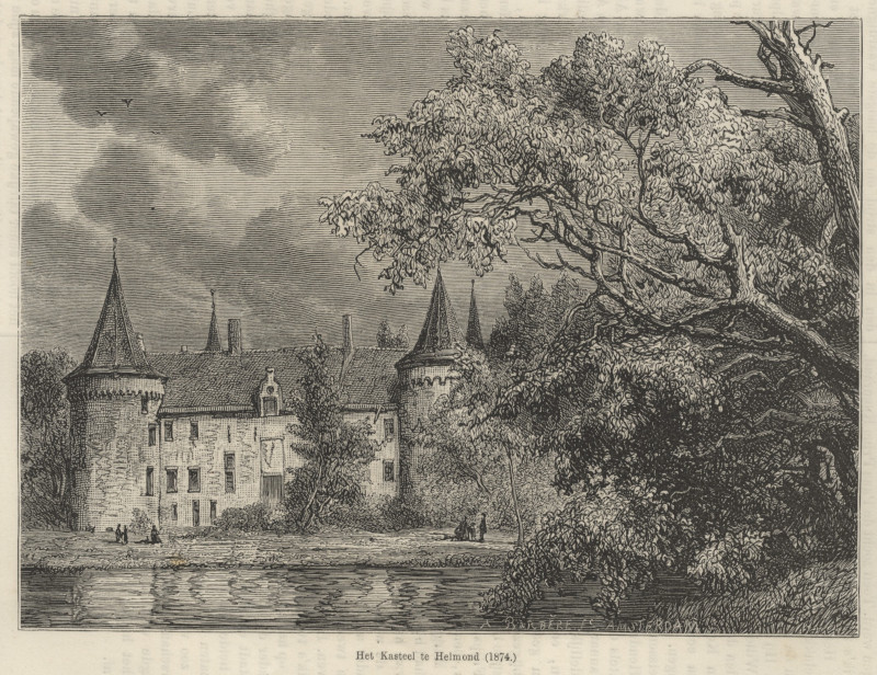 afbeelding van prent Het Kasteel te Helmond (1874) van A. Barberes (Helmond)