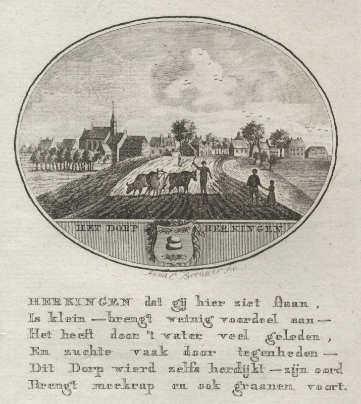 afbeelding van prent Het Dorp Herkingen van Anna C. Brouwer (Herkingen)