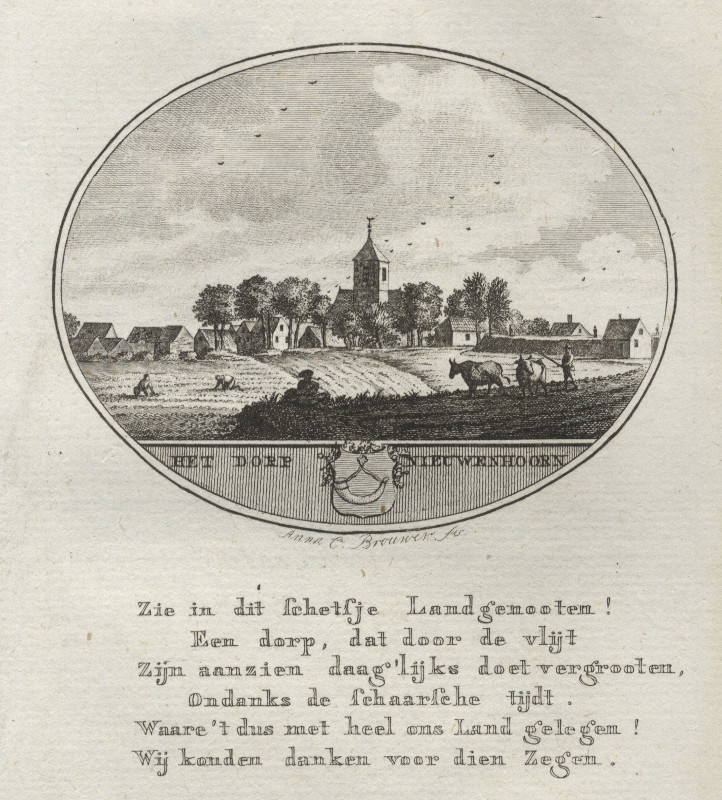 afbeelding van prent Het Dorp Nieuwe Hoorn van Anna C. Brouwer (Nieuwenhoorn)