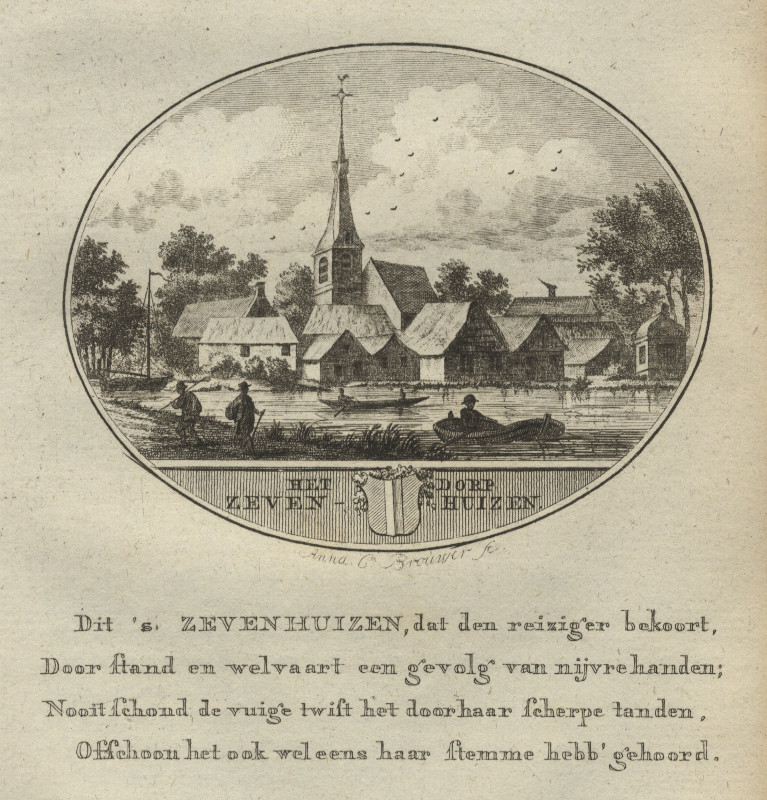 afbeelding van prent Het Dorp Zevenhuizen van Anna C. Brouwer (Zevenhuizen ZH)