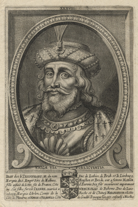 afbeelding van prent Jean dict le Triomphant, III, du nom Duc de Lothier, de Brab. et de Limbourg van Coenraet Waumans (Adel, )