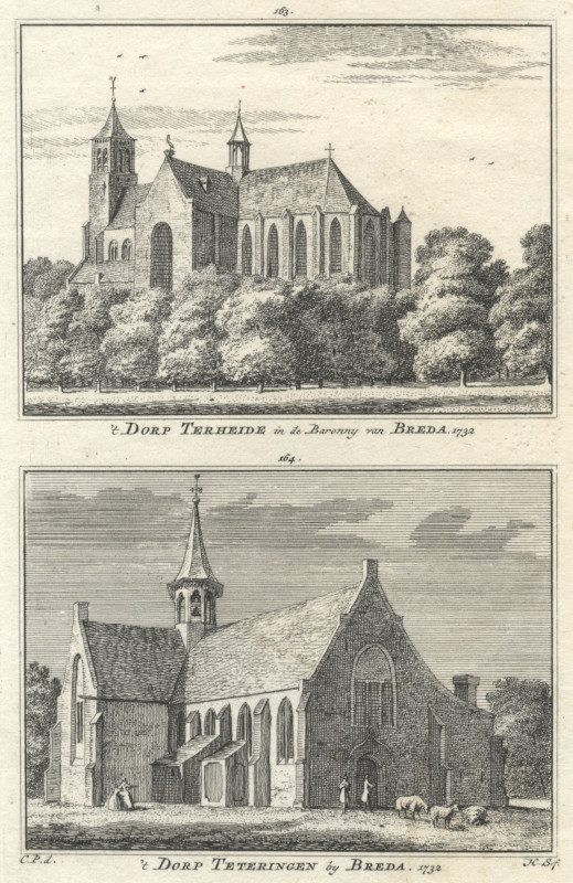 afbeelding van prent ´t Dorp Terheide in de Baronny van Breda; ´t Dorp Teteringen by Breda. van H. Spilman, C. Pronk (Terheijden, Teteringen)