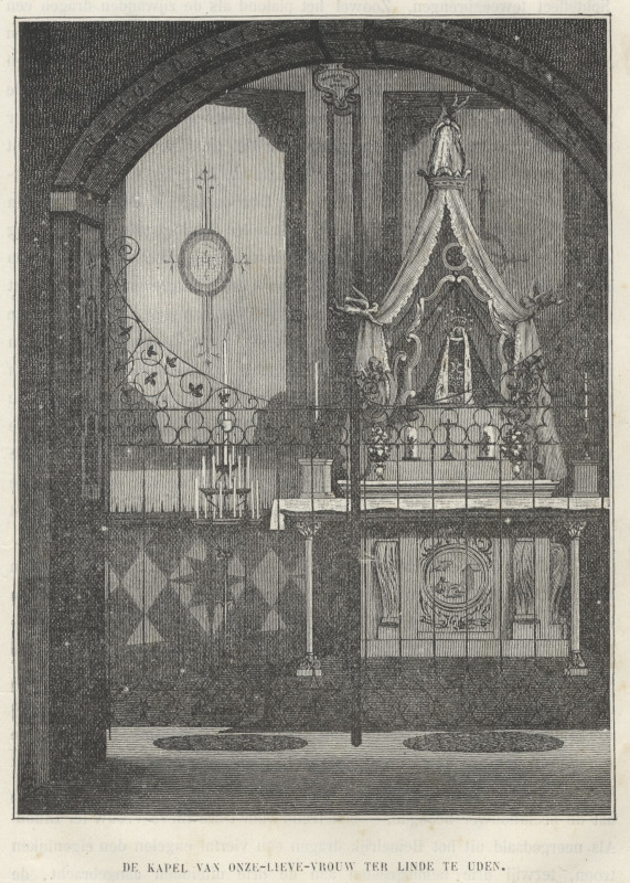 afbeelding van prent De kapel van Onze-Lieve-Vrouw ter Linde te Uden van nn (Uden)