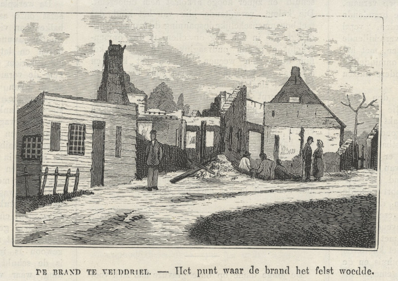 afbeelding van prent De brand te Velddriel - Het punt waar de brand het felst woedde. van nn (Velddriel)