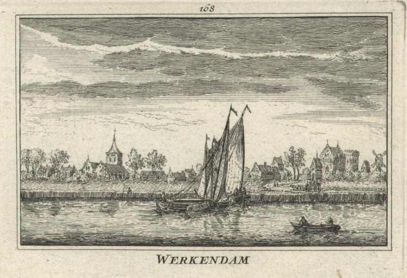 afbeelding van prent Werkendam van Abraham Rademaker (Werkendam)