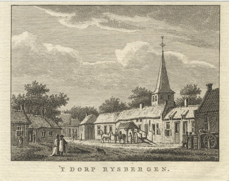 afbeelding van prent ´t Dorp Rysbergen van J.Bulthuis, C.F. Bendorp (Rijsbergen)