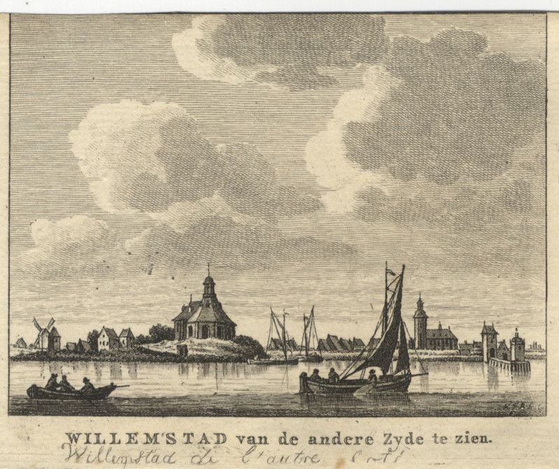 afbeelding van prent Willemstad van de andere zyde te zien van C. Pronk (Willemstad)