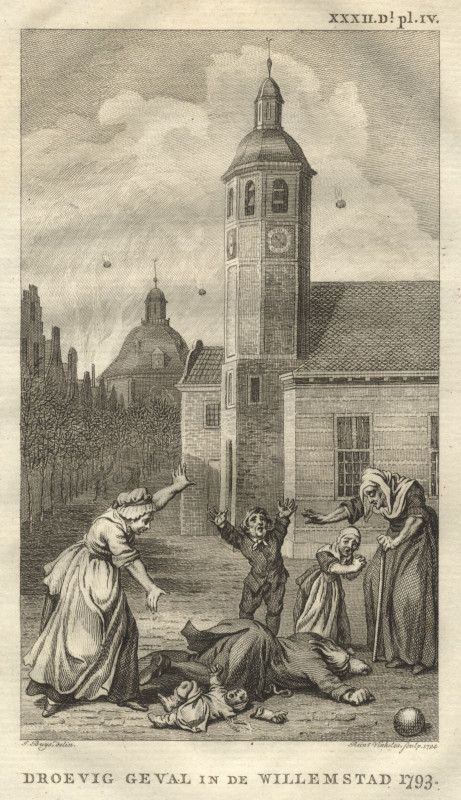 afbeelding van prent Droevig geval in de Willemstad 1793 van Reinier Vinkeles, J. Buys (Willemstad)