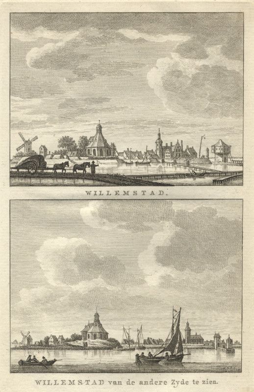 afbeelding van prent Willemstad; Willemstad van de andere Zyde te zien van C. Pronk (Willemstad)