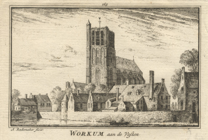 afbeelding van prent Workum aan de Vesten van A. Rademaker (Woudrichem)