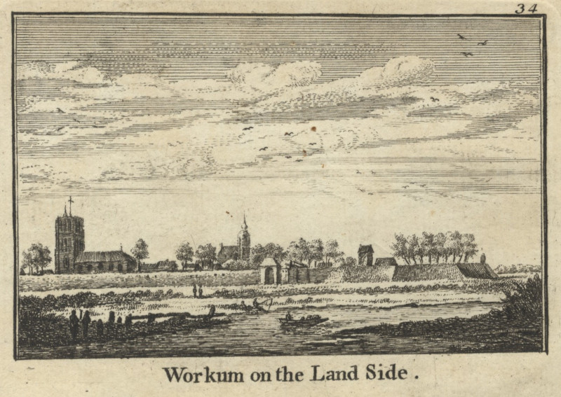 afbeelding van prent Workum on the Land Side van A. Rademaker (Woudrichem)