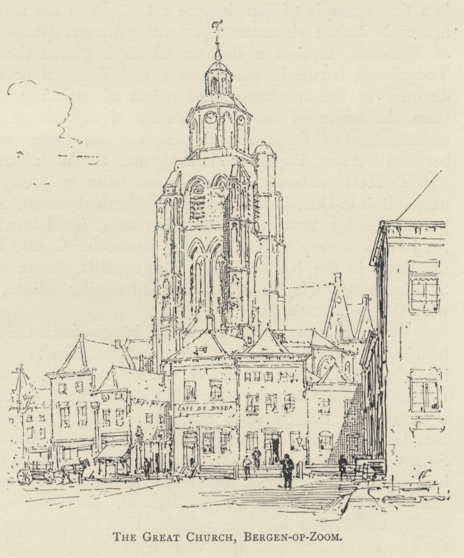 afbeelding van prent The Great Church, Bergen-op-Zoom van nn (Bergen op Zoom)