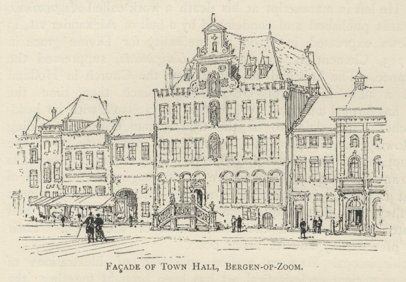 afbeelding van prent Facade of Town Hall, Bergen-op-Zoom van nn (Bergen op Zoom)