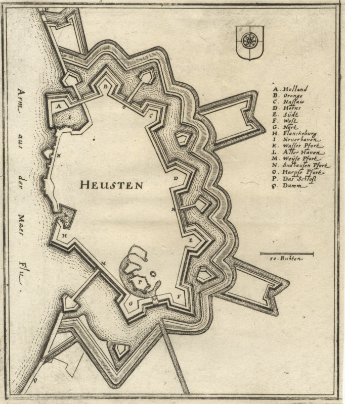 afbeelding van plattegrond Heusten van C. Merian naar Johann Merck (Heusden)