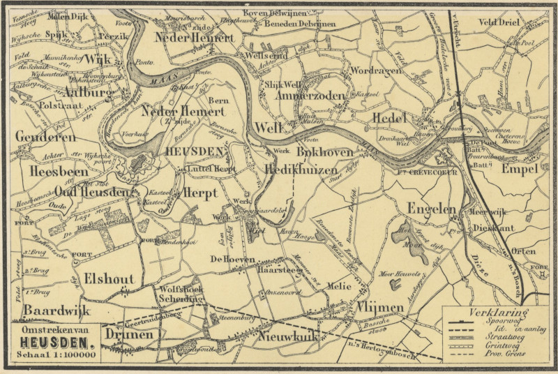 afbeelding van plattegrond Omstreken van Heusden, Schaal 1 : 100.000 van J. Craandijk (Heusden)