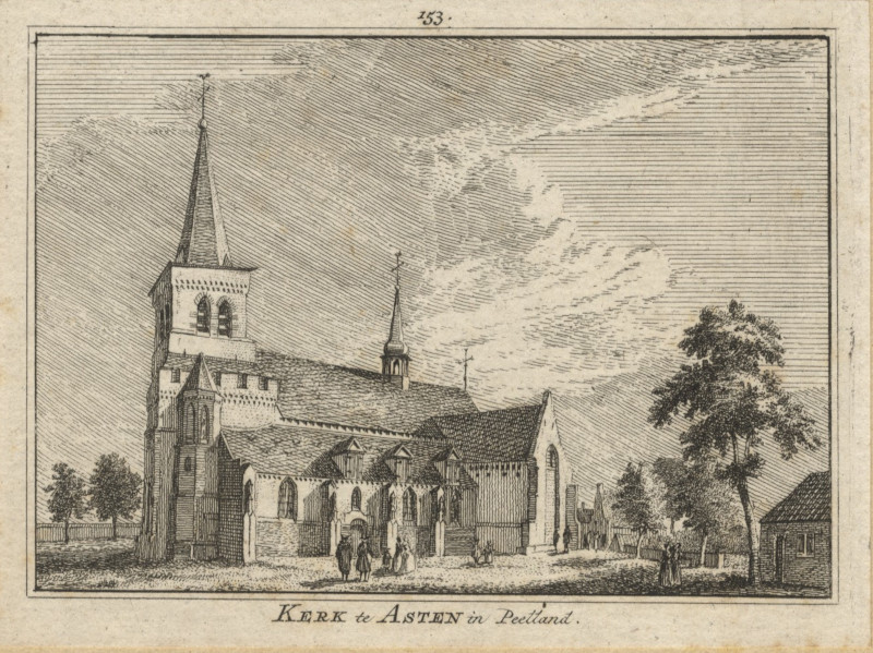 afbeelding van prent Kerk te Asten in Peelland van H. Spilman naar J. de Beijer (Asten)