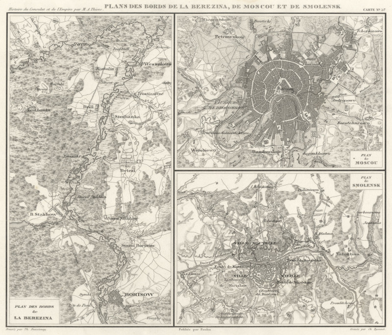 afbeelding van plattegrond Plans des bords de la Berezina, de Moscou et de Smolensk van Ch. Dyonnet, Th. Duvotenay (Moskou, Smolensk)