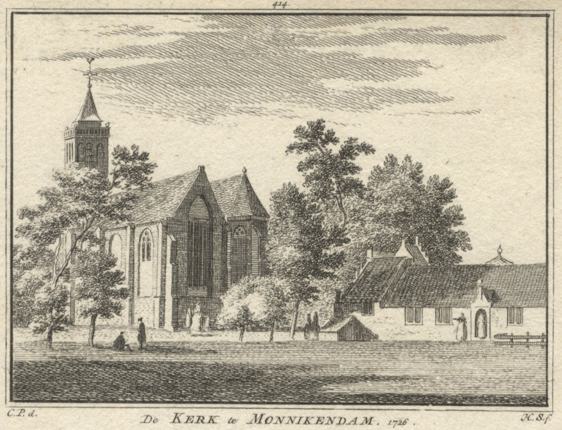 afbeelding van prent De Kerk te Monnikendam, 1726 van H. Spilman, C. Pronk (Monnickendam)