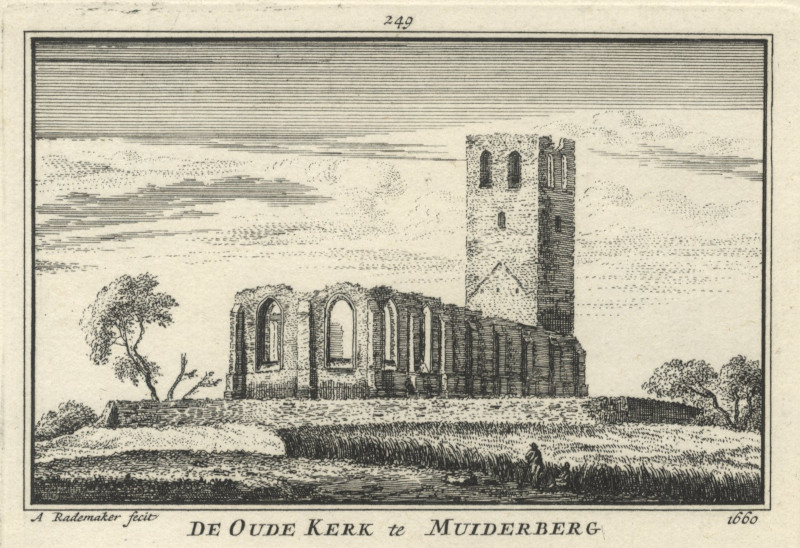 afbeelding van prent De Oude Kerk te Muiderberg, 1660 van A. Rademaker (Muiderberg)