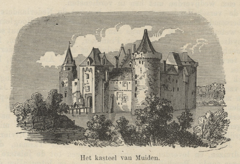afbeelding van prent Het kasteel van Muiden van nn (Muiden)