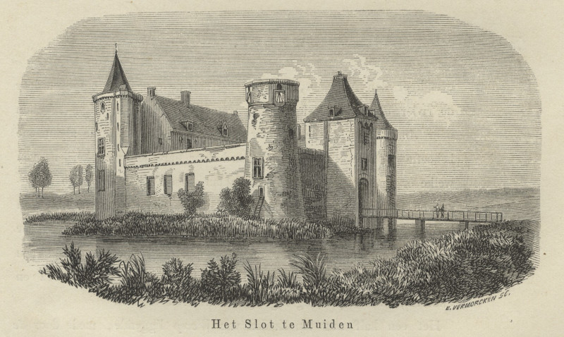 afbeelding van prent Het Slot te Muiden van E. Vermorcken (Muiden)