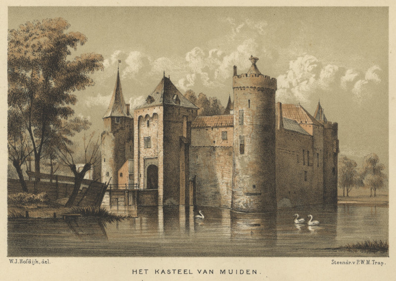 afbeelding van prent Het kasteel van Muiden van W.J. Hofdijk, P.W.M. Trap (Muiden)